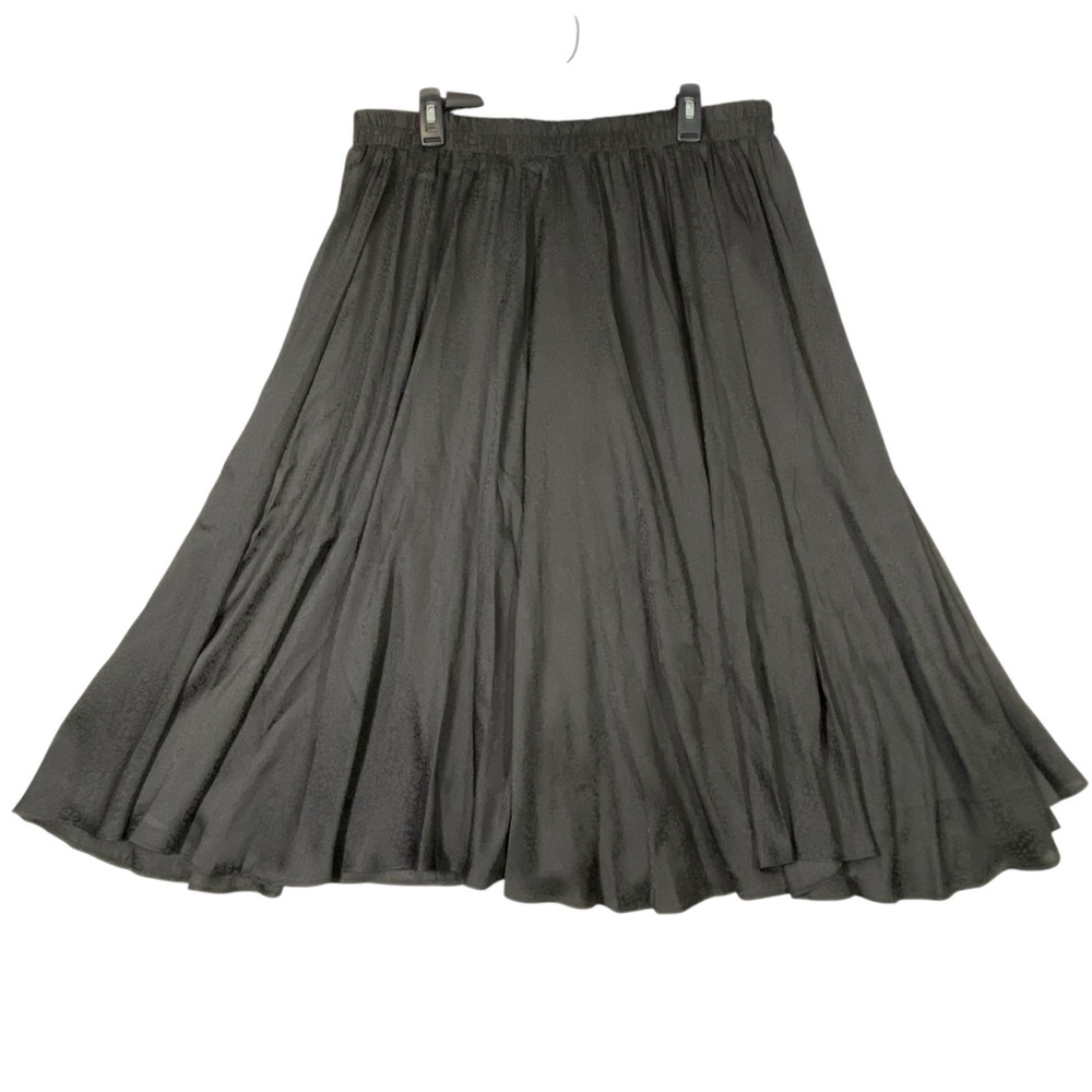 Ophelia Roe Leopard Midi Skirt Women's 1X Black Elastic Waist Sheer Flowy NWT